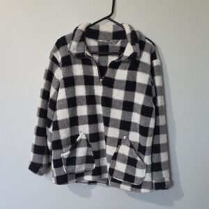 Black and White Checkered Sherpa Pullover